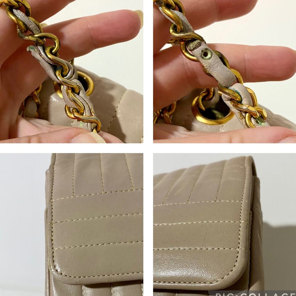 Chanel Medium Flap Bag Classic Vintage 2.55 Cream Handbag Vertical Quilted - Picture 7 of 16